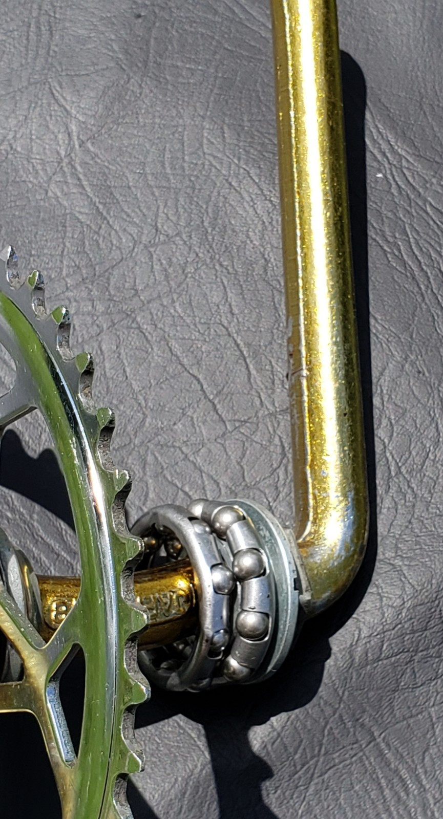 Nice! Old School Panda BMX Sugino Japan 178mm Gold Crankset 1981 40t Snowflake