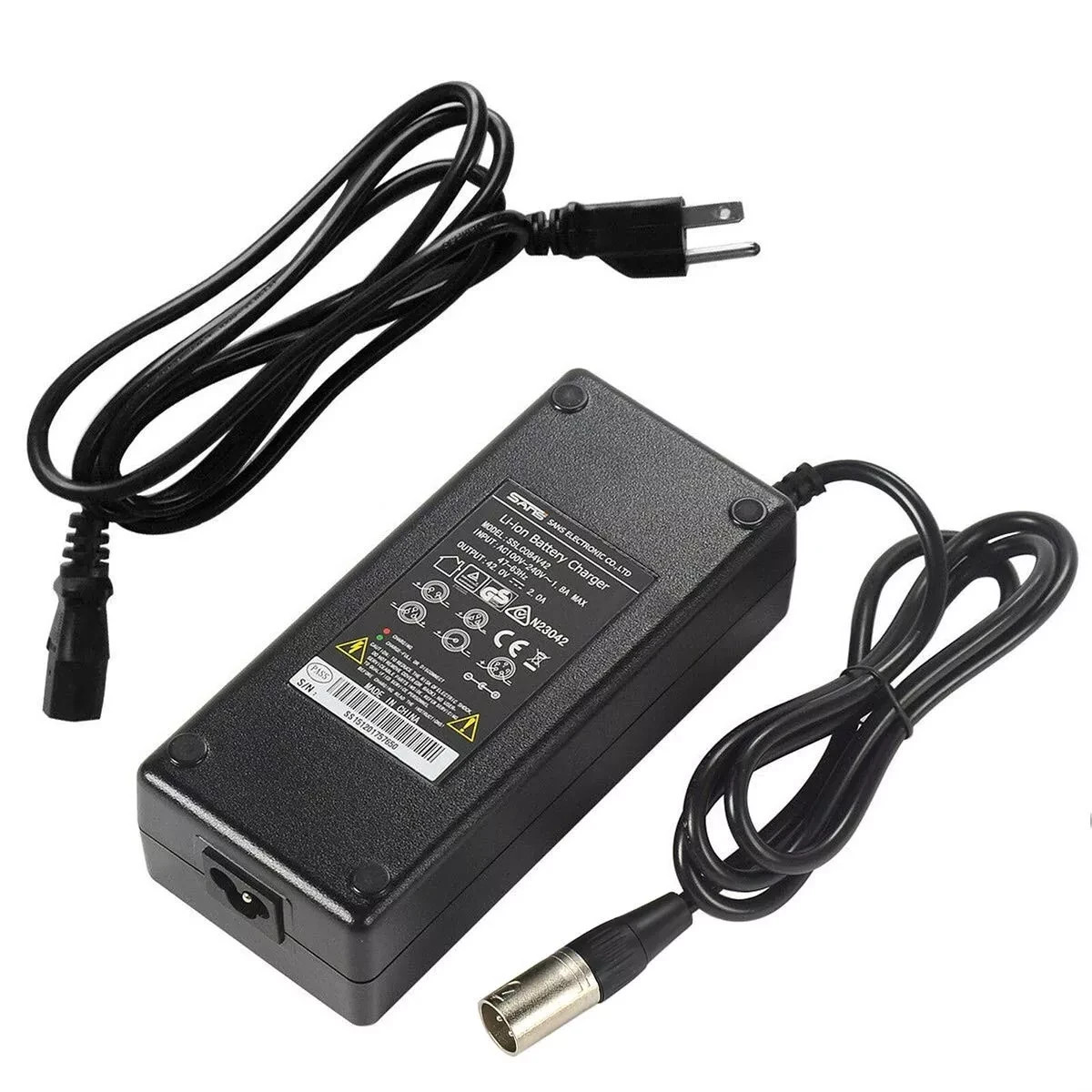 42V 2A 3Pins Plug Charger for Electric Bike Battery Ebike Battery Charger