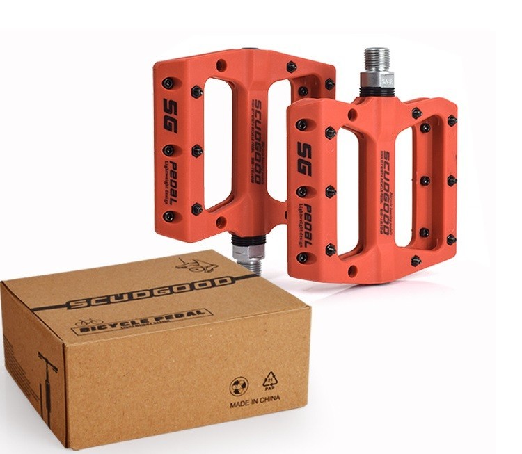 Road MTB Mountain Bike Fixie Bicycle Pedal Bearings Flat Pedals Polyamide Orange