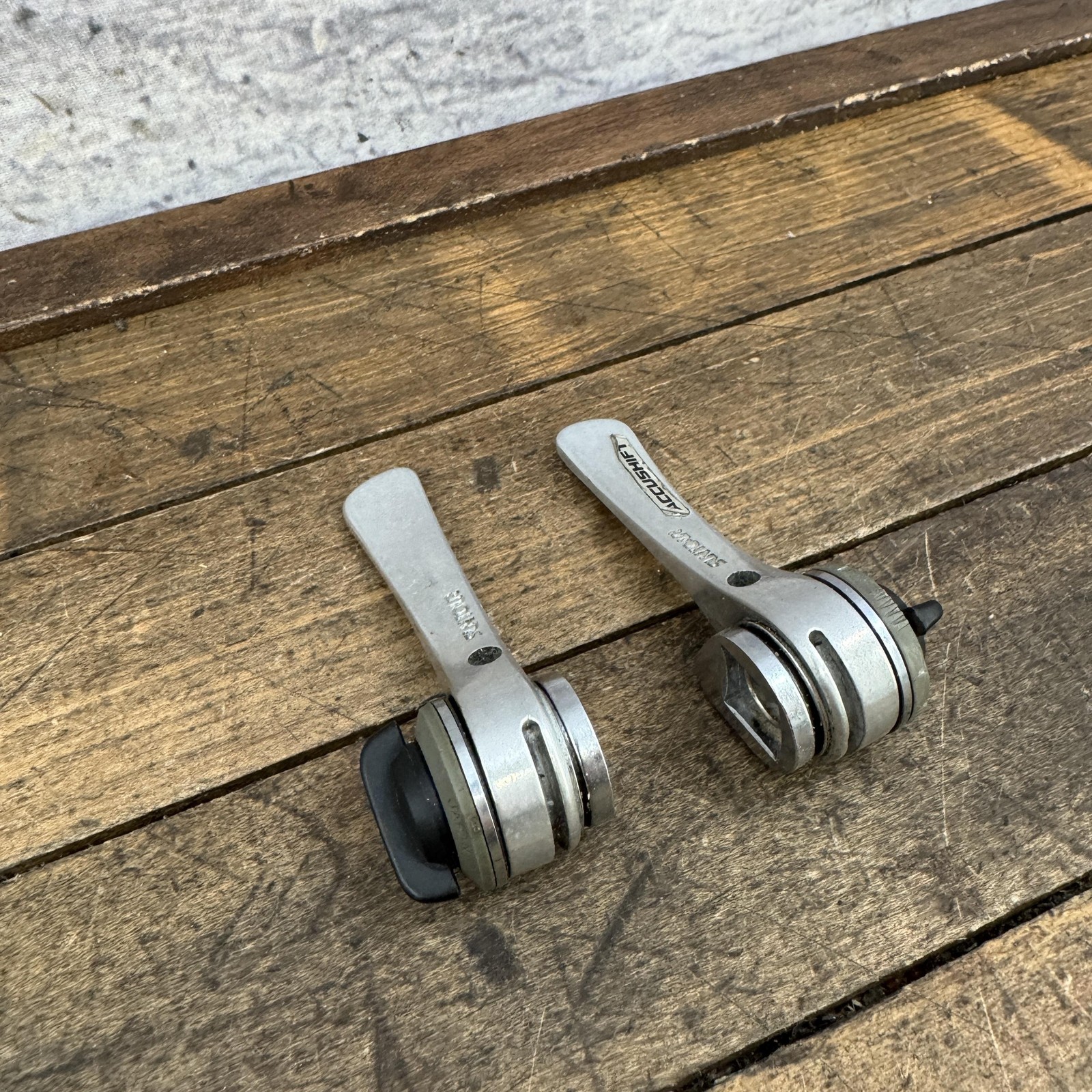 Vintage SunTour AccuShift Power 6 Speed Down Tube Shifter Set Silver Japan