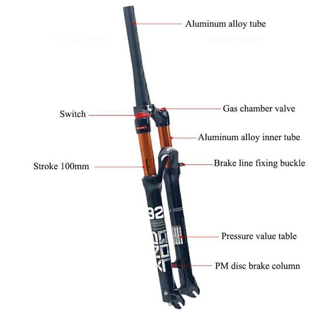 MTB Mountain Bike Air Suspension Fork 26″ /27.5″ /29″ 100mm 1-1/8Threadless