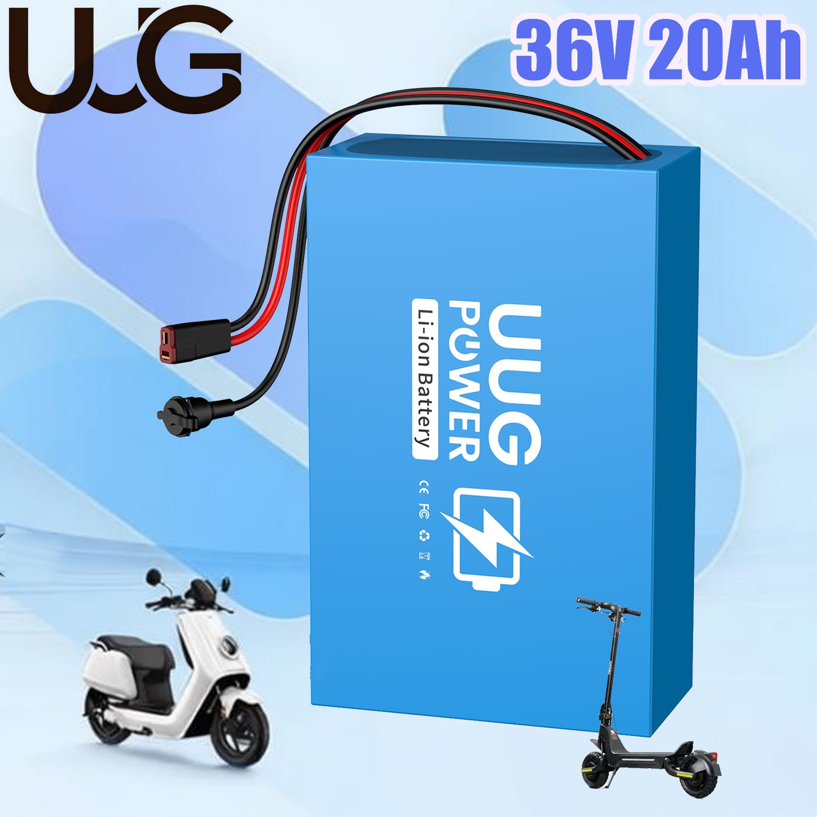 UUG Ebike Lithium Battery 36V 20Ah for 30A BMS 0-1000W Electric Bike Bicycle US