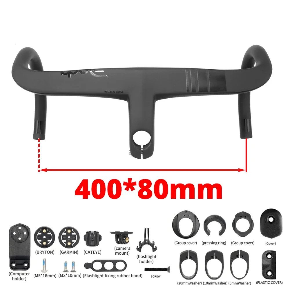 Road Bike Integrated Internal Cable Carbon Handlebar 28.6mm Steer with Spacers