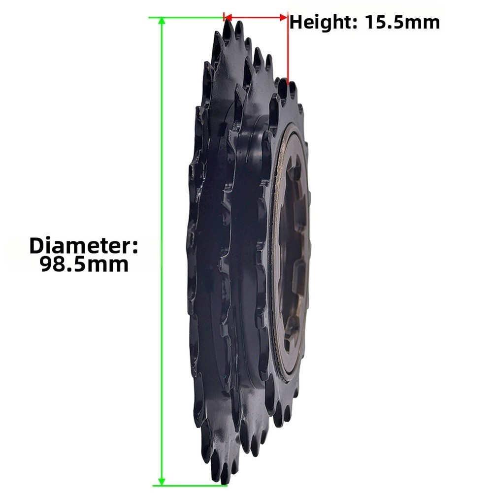 3-Speed Bike Freewheel Black 18T 21T 24T 9.85×9.85×1.55cm for Spin Hub