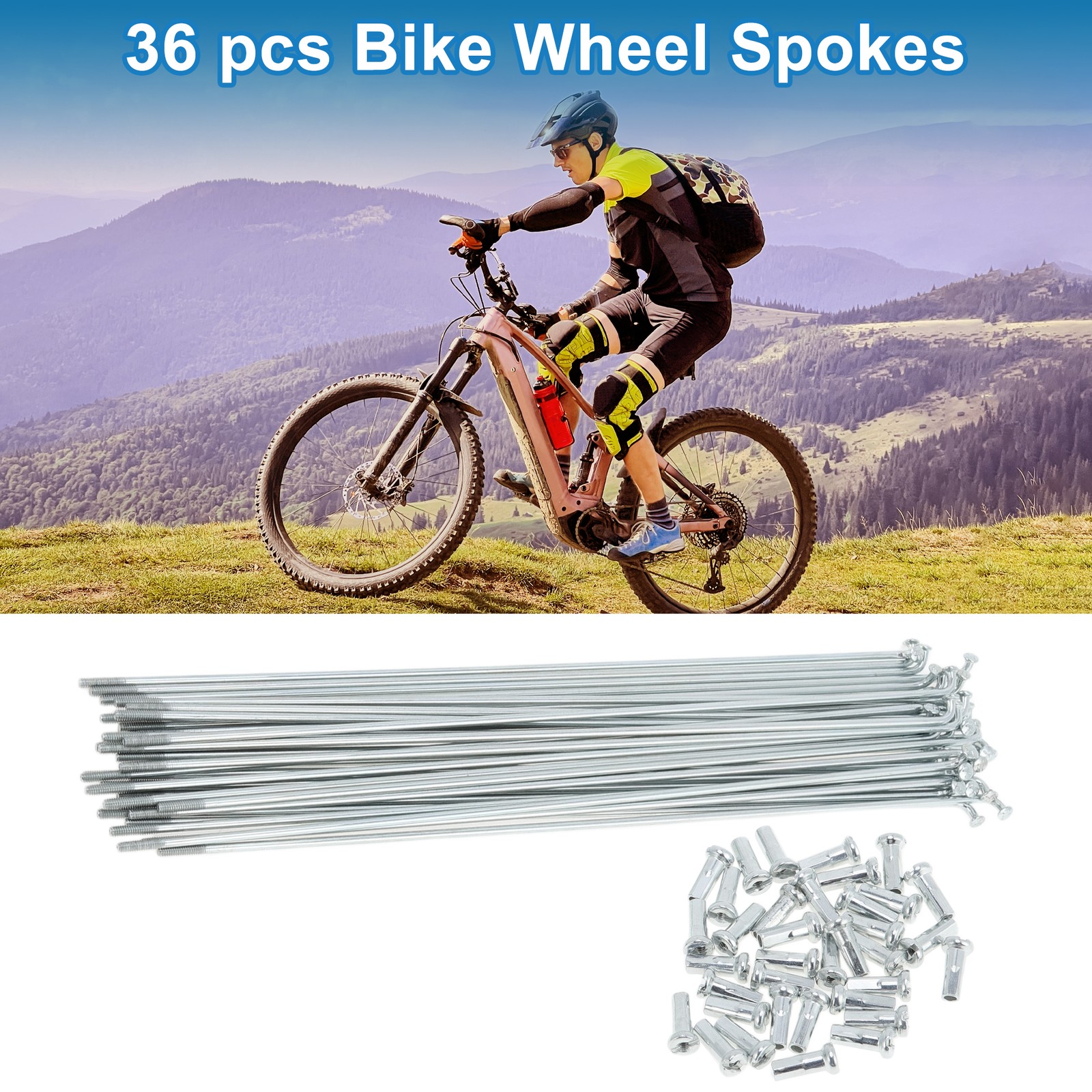 36 Set 14G Bicycle Spokes 193mm Bike Wheel Spokes Galvanized Carbon Steel