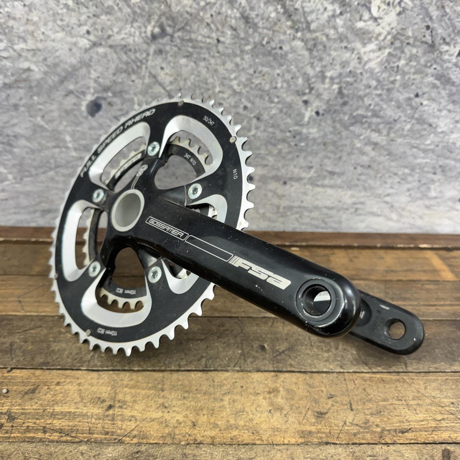 FSA Gossamer Crankset 172.5mm BB30 50/34T 110mm BCD Road Double Black Bike