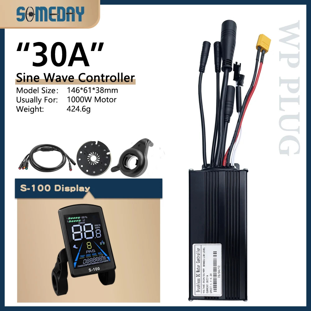 Ebike Three-Mode 17A-30A Sinewave Waterproof Controlle 24V-48V 250W-1000W Motor