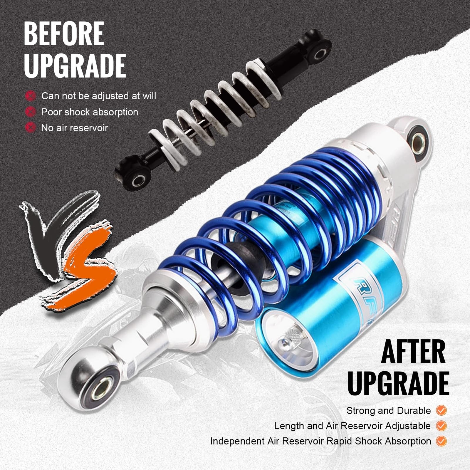 GZYF 11″ 280mm Pair Rear Adjustable Air Shock Absorbers Universal for HONDA f…