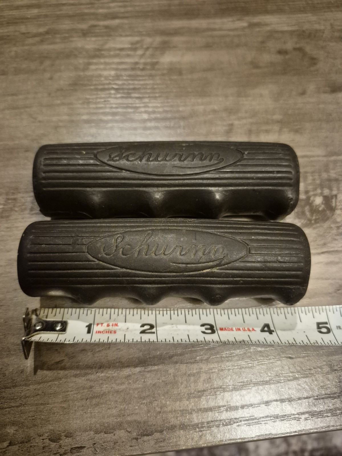 Schwinn Used Black Rubber Bicycle Grips Pair (2) 4.5in Post War as is.