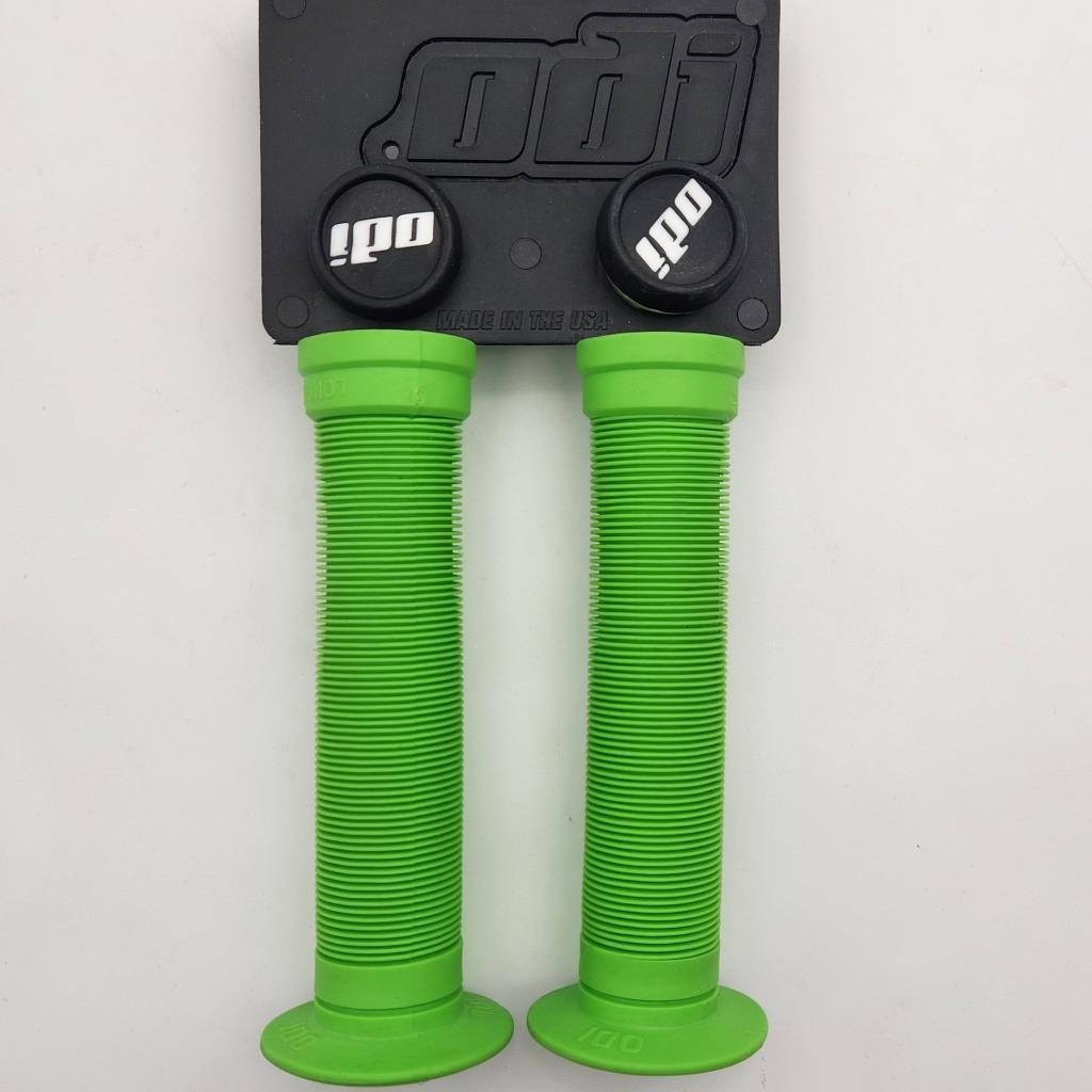 ODI Soft Flanged Green Longneck Grips Softies BMX Bikes / Scooters 143mm