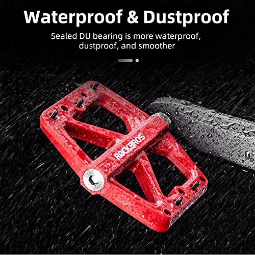 Mountain Bike Pedals MTB Pedals Lightweight Nylon Composite Bicycle Flat Red
