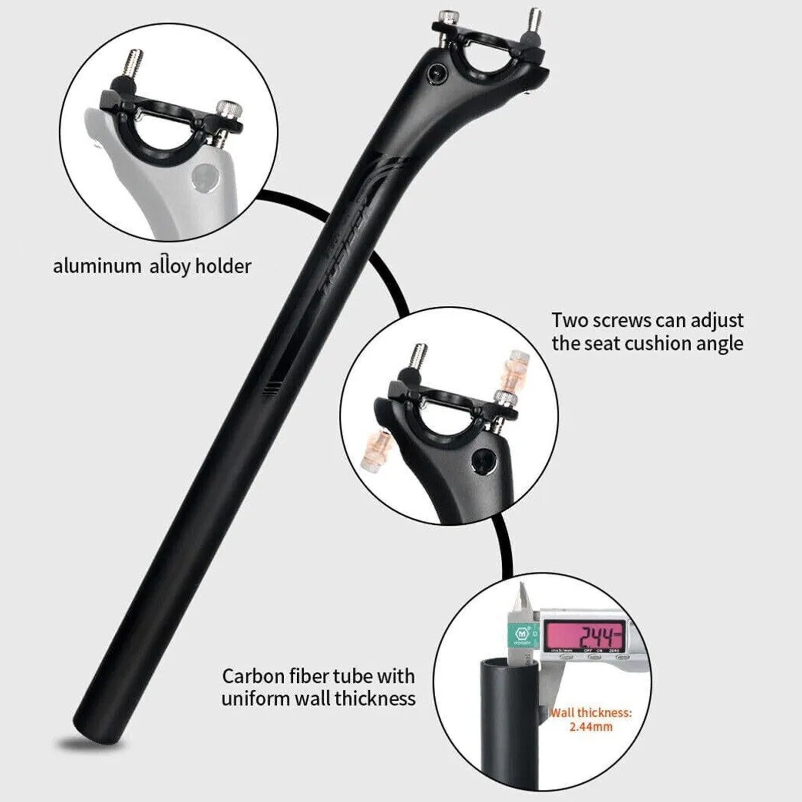 Carbon Fiber Bicycle Tube Offset 20mm Seatpost Cycling Bike Seat Post 30.8 mm