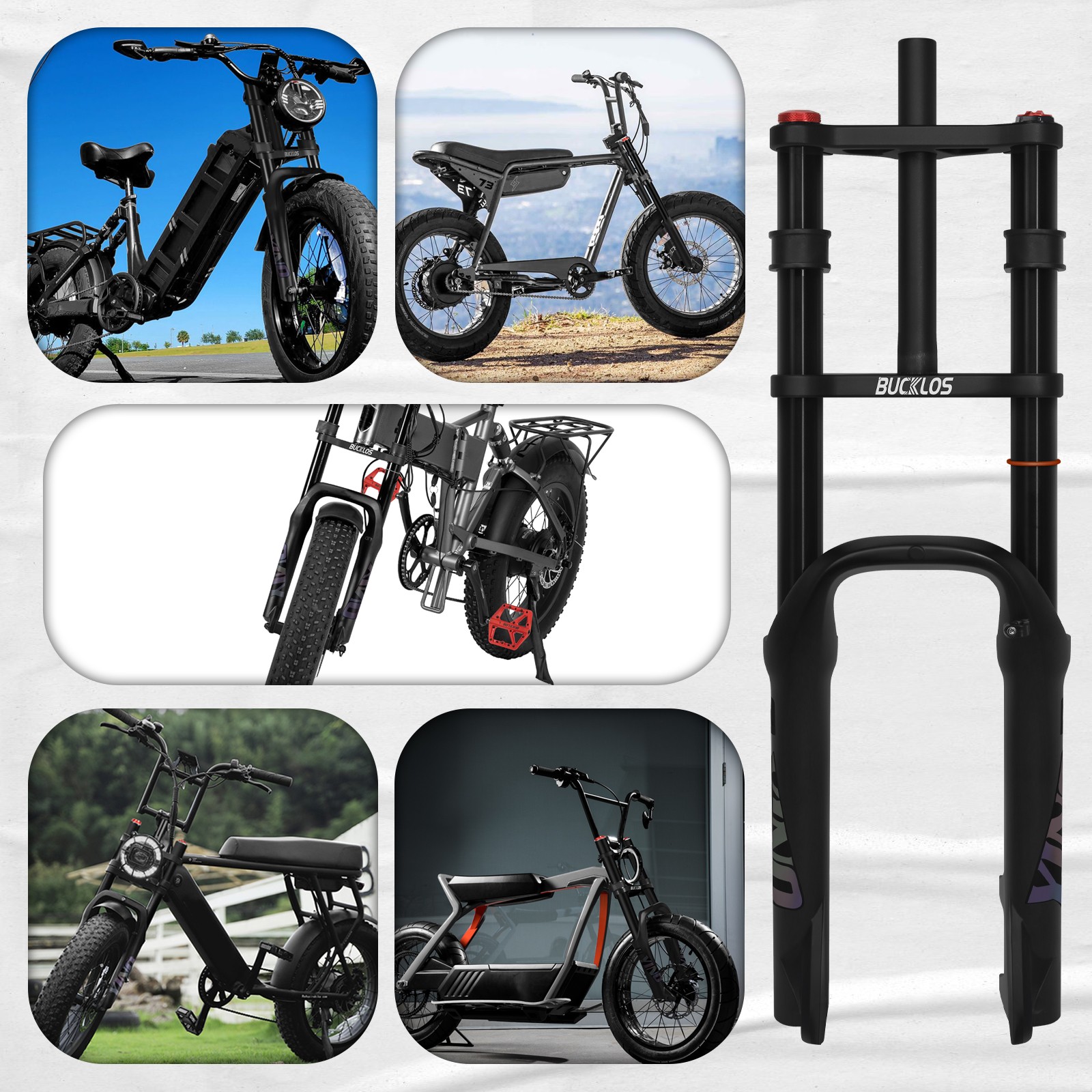 BUCKLOS 20 inch 4.0 Fat Tire E-Bike Air Suspension Fork 180mm Travel Front Forks