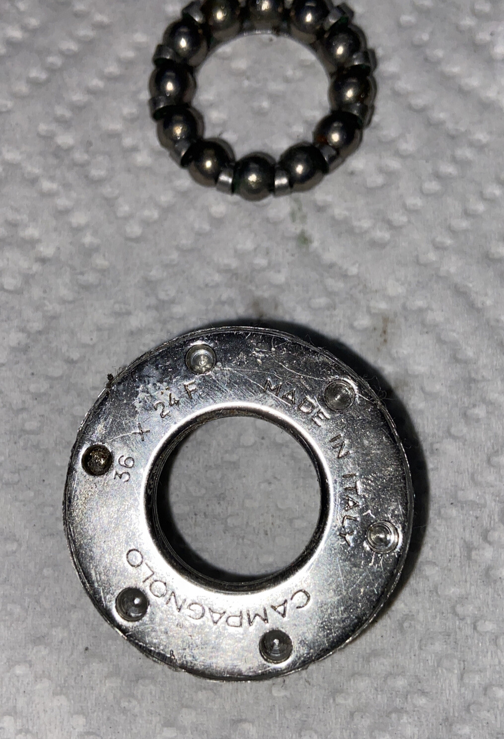 Vintage Campagnolo Bottom Bracket 36 x 24 F. Italian 70-SPc 111mm Spindle