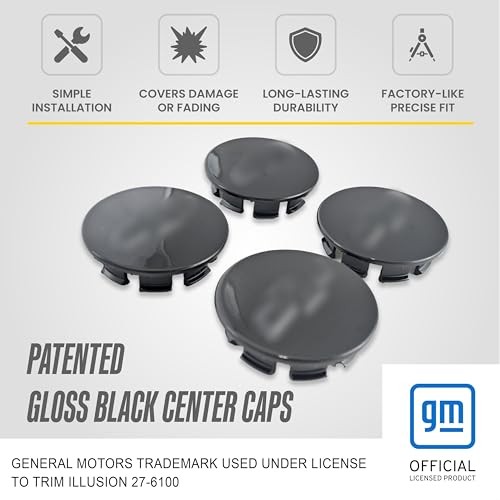 GM Official Licensed Gloss Black Wheel Center Hub Cap for Chevrolet – (13-25
