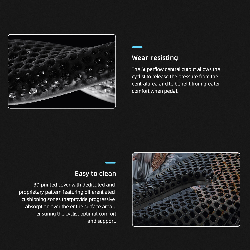 Carbon 3D Printed Bike Saddle 255 x 143 mm EVA Road Mountain Seat Cushion 7x9mm
