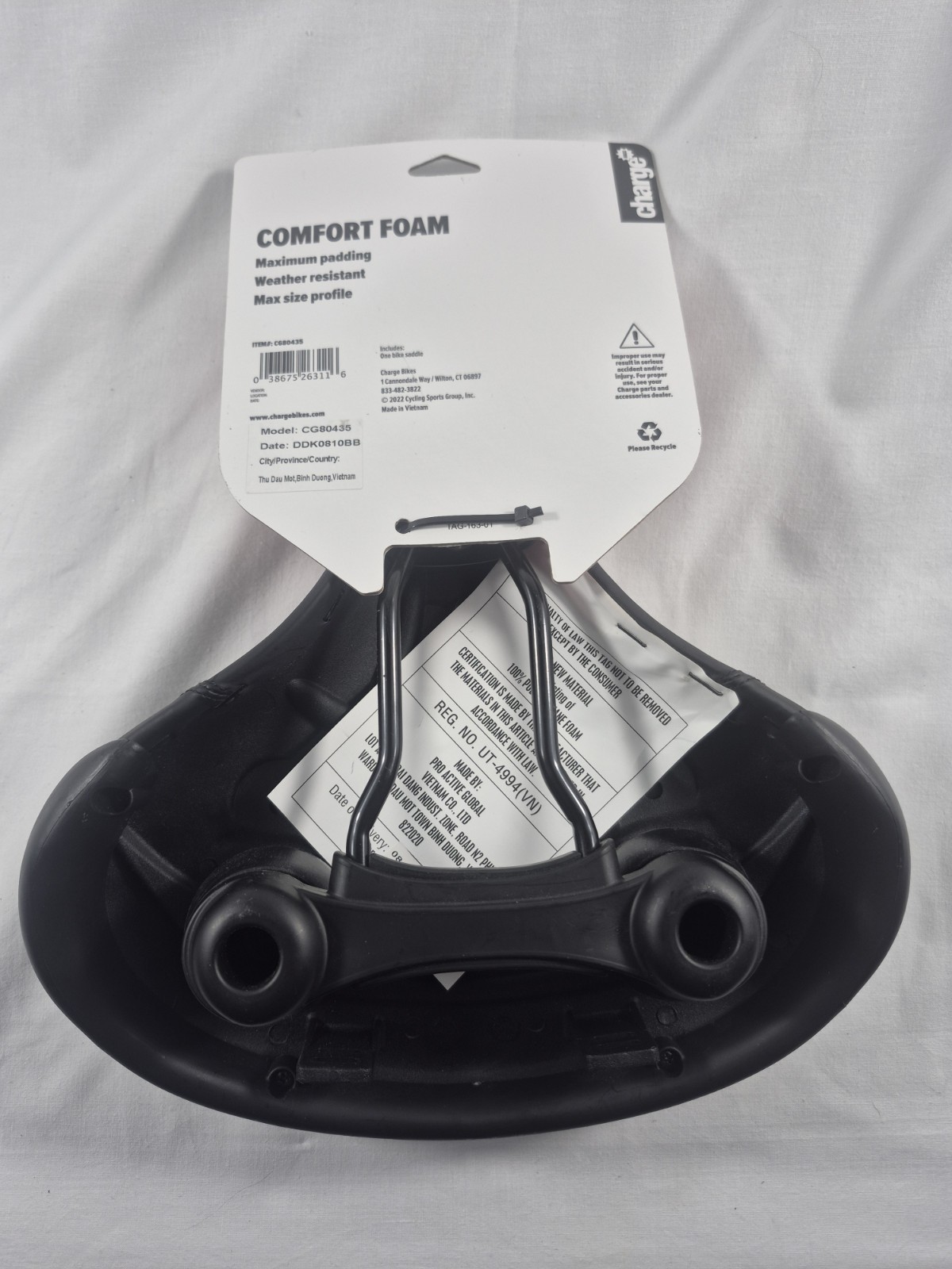Cruiser Bike Seat Comfort Foam Black – Charge Spoon+Black Burn Pouch NO TOOLS
