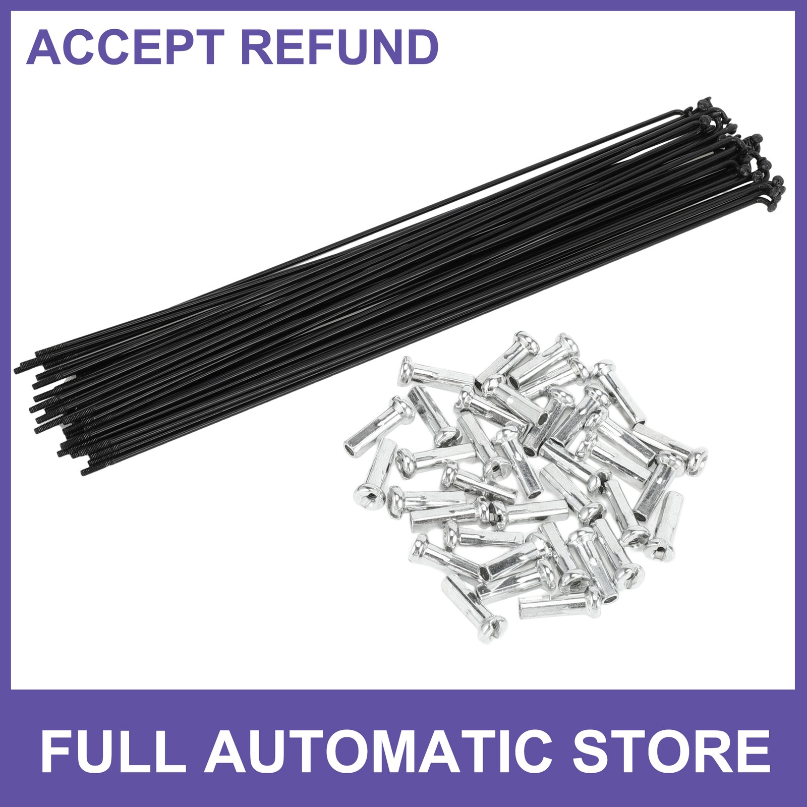1Set 14G 255mm Length Bicycle Spokes Nipple Carbon Steel Black Universal