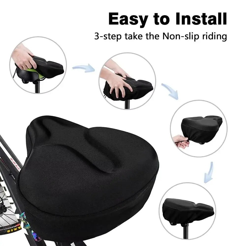 New Comfort Bike Seat Cushion Soft Gel Extra Wide Big Bum Bicycle Saddle Pad