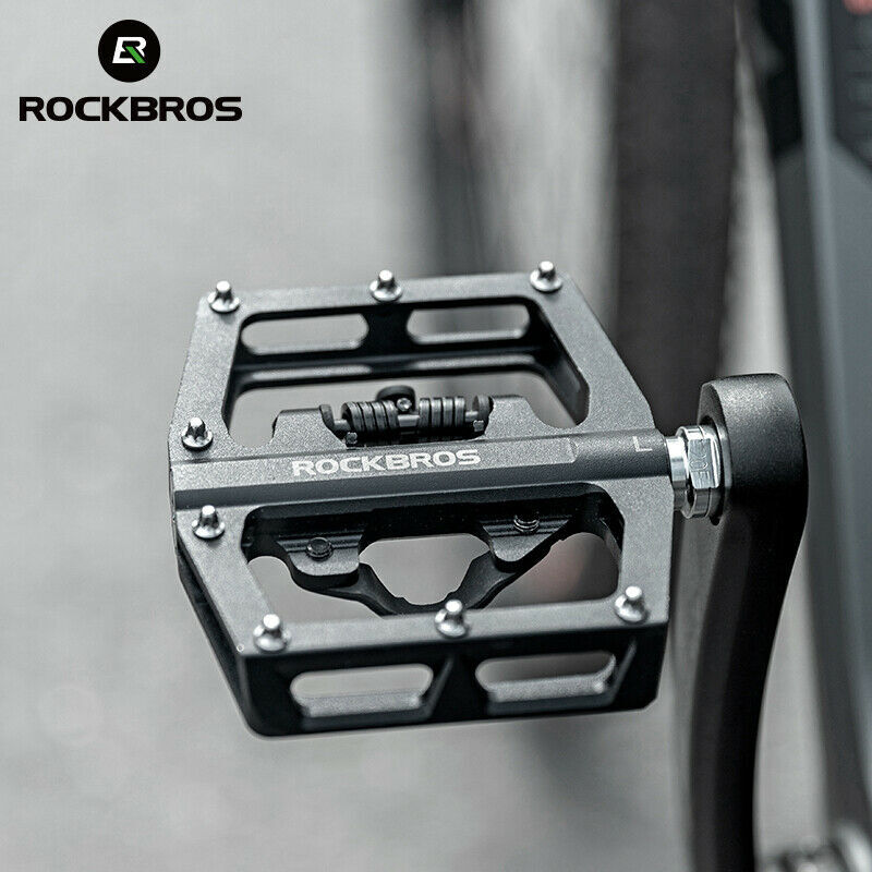 ROCKBROS Bike Cleats Pedals with SPD Sealed Clipless Flat Platform 9/16″ Pedals
