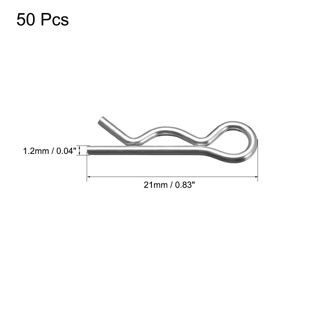 uxcell Clip Pins 1.2mm Wire Carbon Steel 21mm x 21mm, silver tone