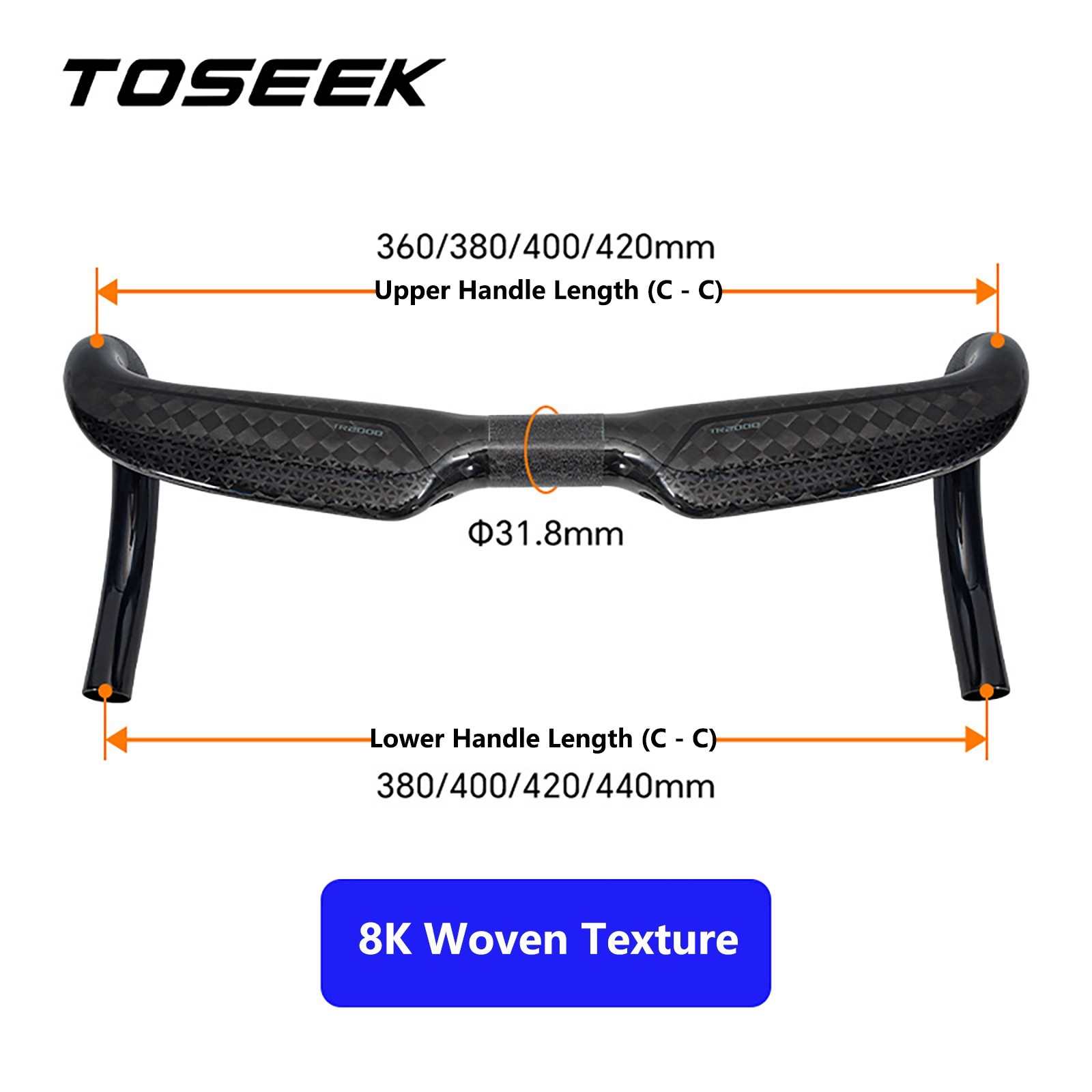 8K Carbon Fiber Gravel Handlebar Racing Road Bike Bicycle Handle Drop Bar 31.8mm