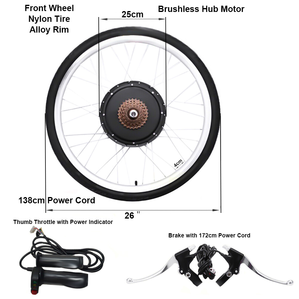 1000W 48V 26» Electric Bicycle Conversion Kit DIY E-Bike Rear Wheel Hub Motor
