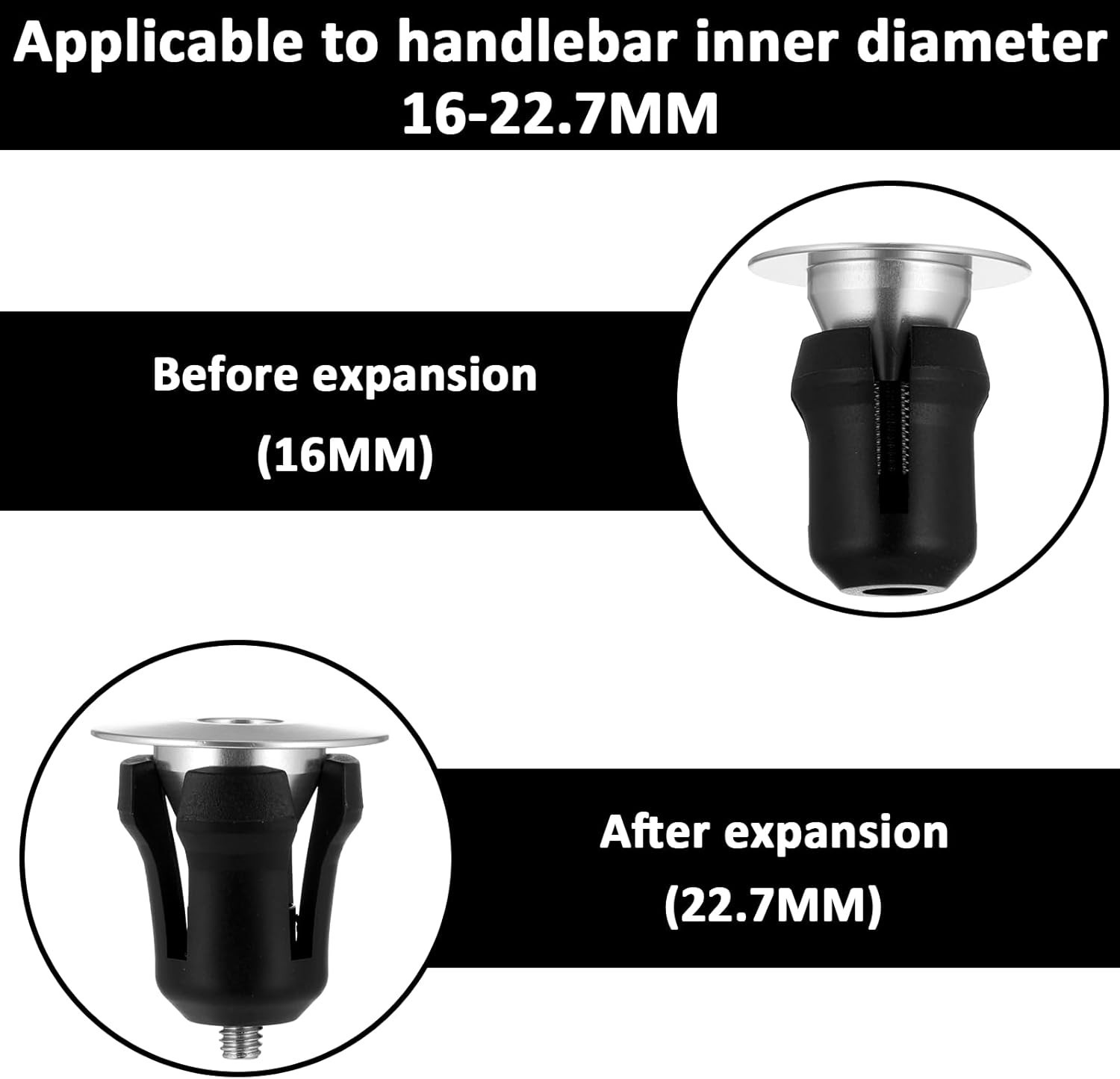 Handlebar End Caps Bar End Plugs Caps, Aluminum Adjustable Bike Bar Ends Silver