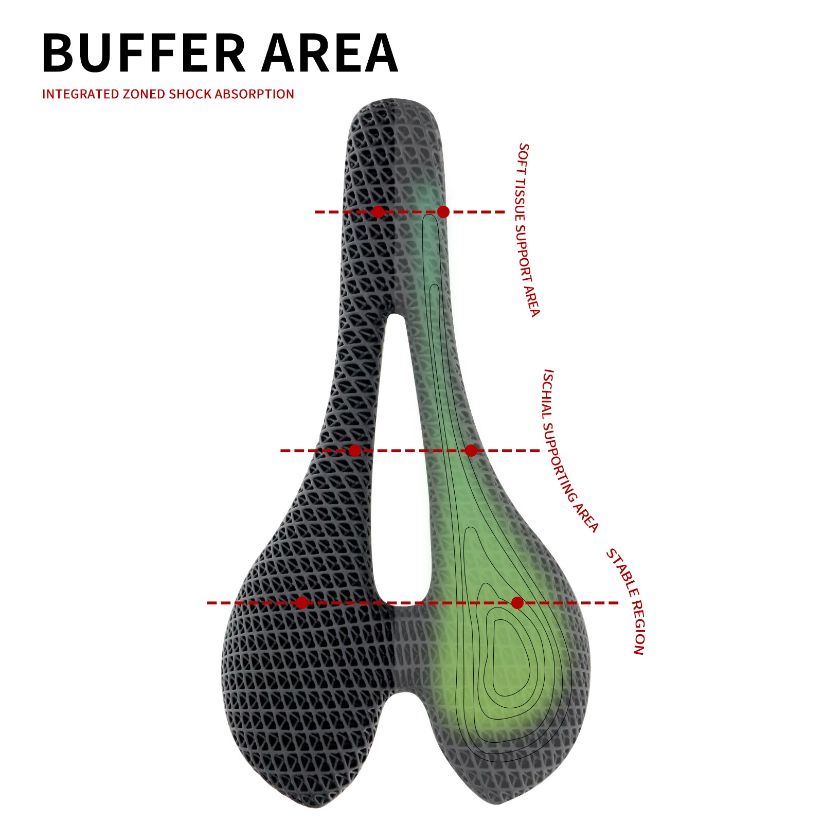3D Printed Bike Saddle Carbon Fiber Hollow Comfortable Breathable Seat 275x143mm