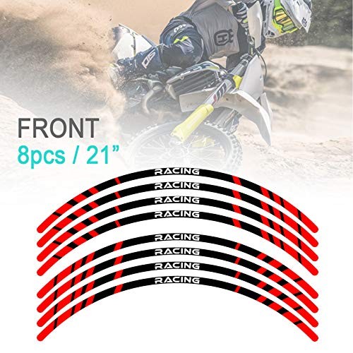 MX Bike Rim Tape P02 Decals Stickers Protector 21 18 inch Compatible with Red