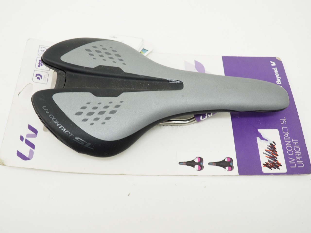 New! Liv Contact SL Upright Bicycle Saddle 243g Black/Gray 275x150mm 7mm Rail