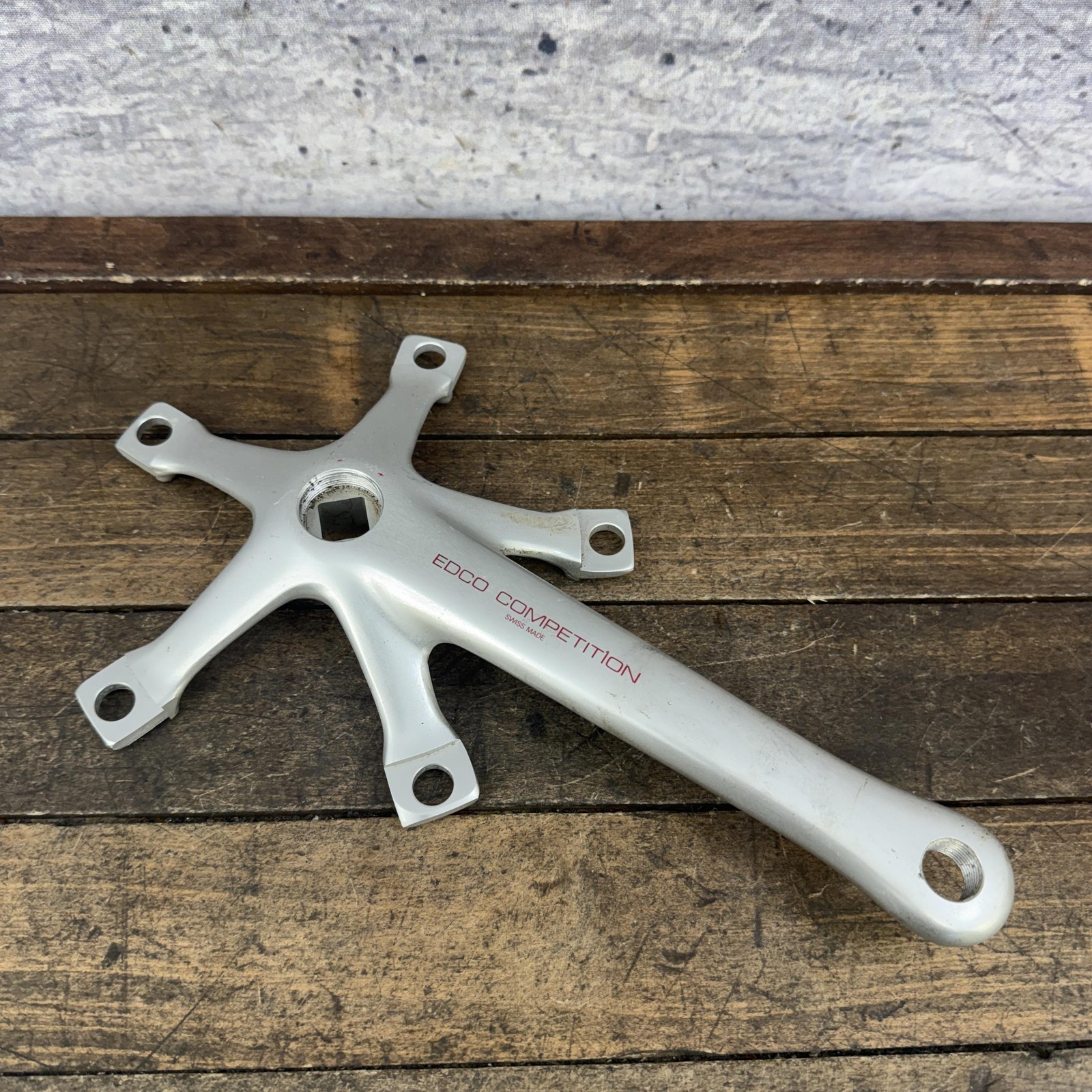 Vintage Edco Competition Crank Arm RIGHT 144 BCD Square Taper Silver Road Swiss