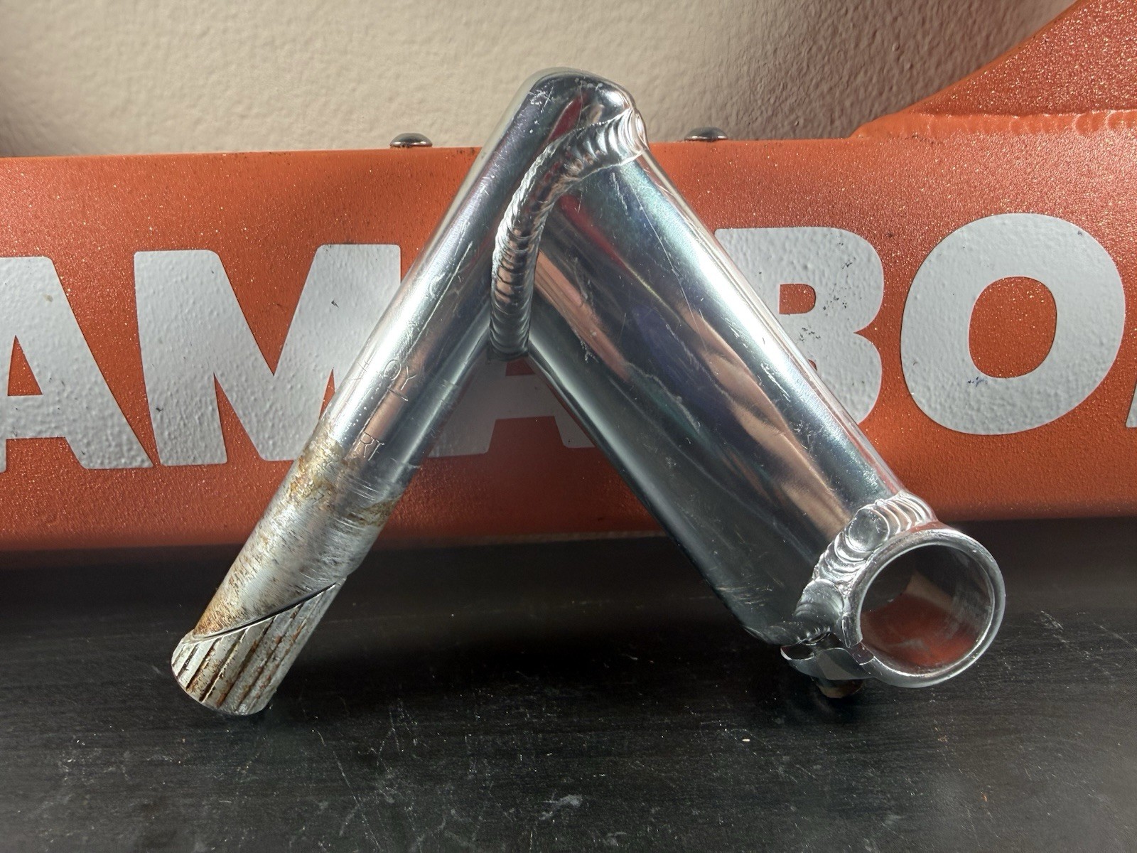 VINTAGE Silver Chrome Shiny Alloy Quill Stem 1 Inch Clamp 110mm #24