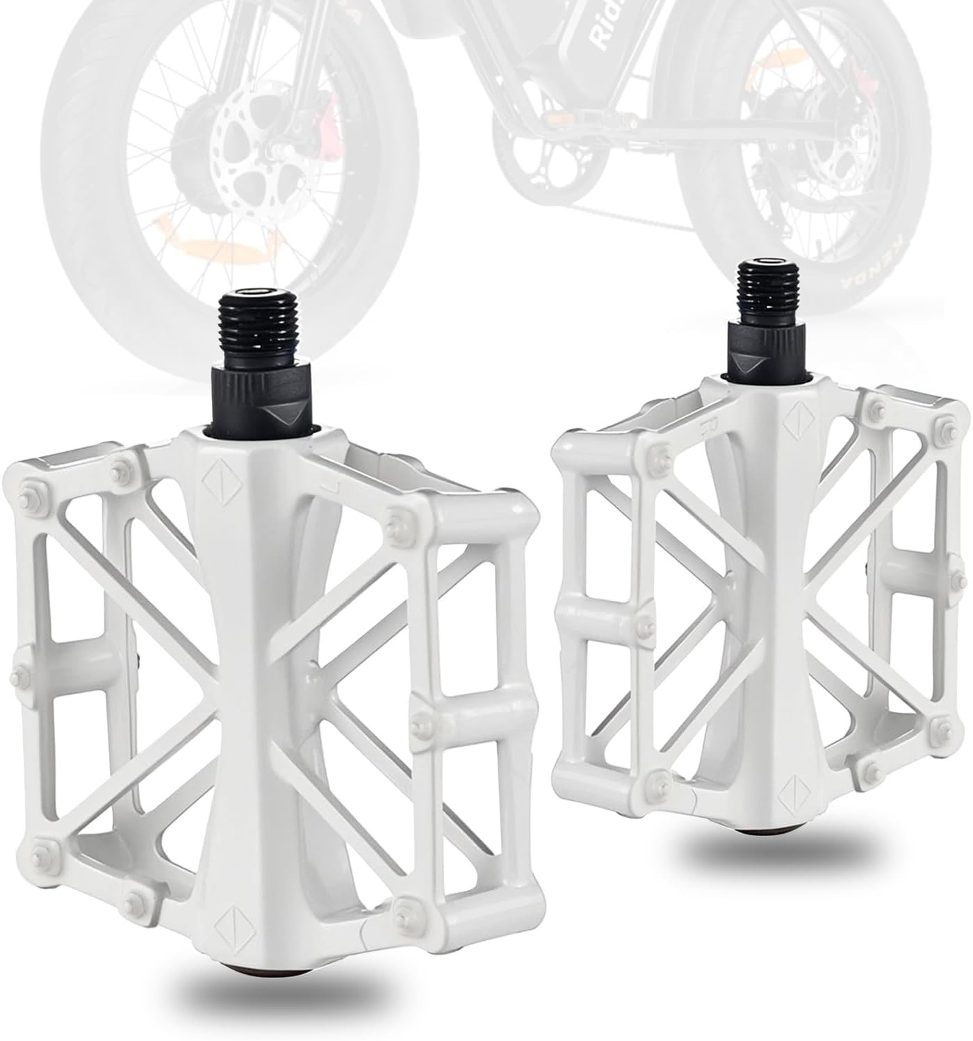 White Pedals Compatible with Ridstar Q20, Bicycle Pedals for Electric Bike, Alum