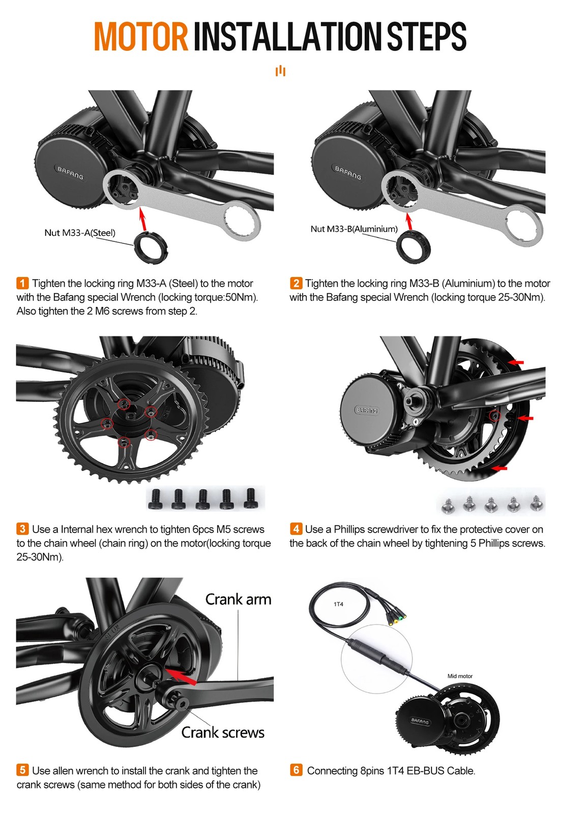 48V750W Bafang Mid Drive Motor Electric Bicycle Conversion Kit BBS02 Ebike