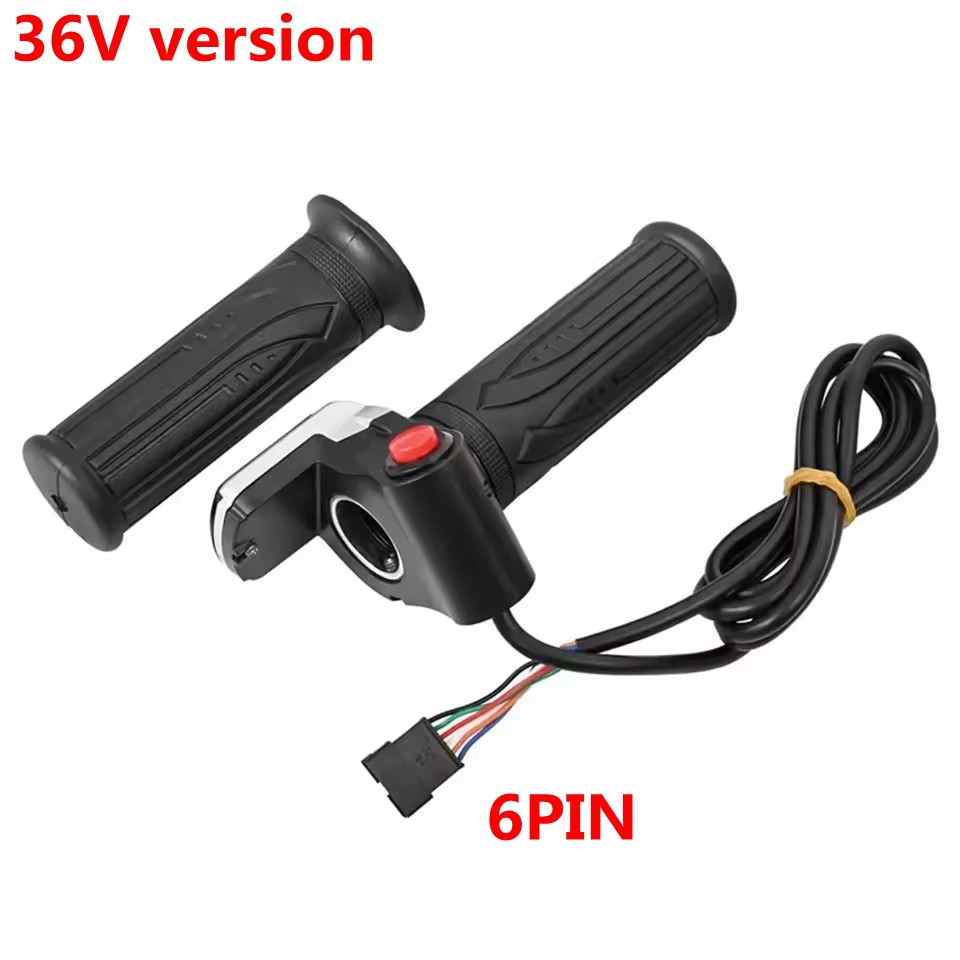 36V 48V 6pin E-Bike Throttle E-Scooter Accelerator Grip Handlebar w/ LED Display