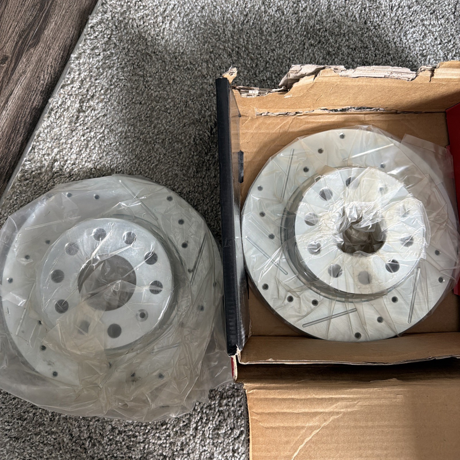 A-Premium 10.04 inch (255mm) Front Drilled and Slotted Disc Brake Rotors OpenBox