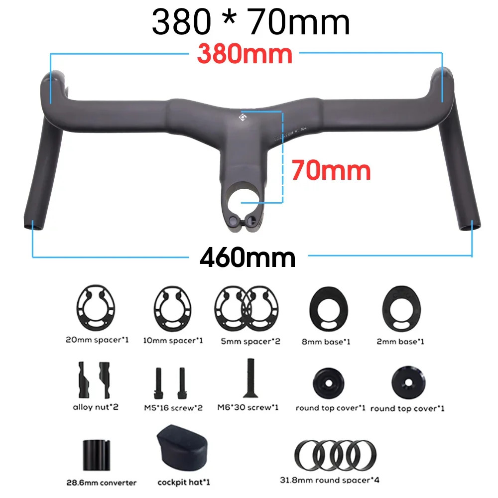 Carbon Fiber Aero Integrated Road Bike Drop Bar 16 Degree Flare 31.8mm Clamp