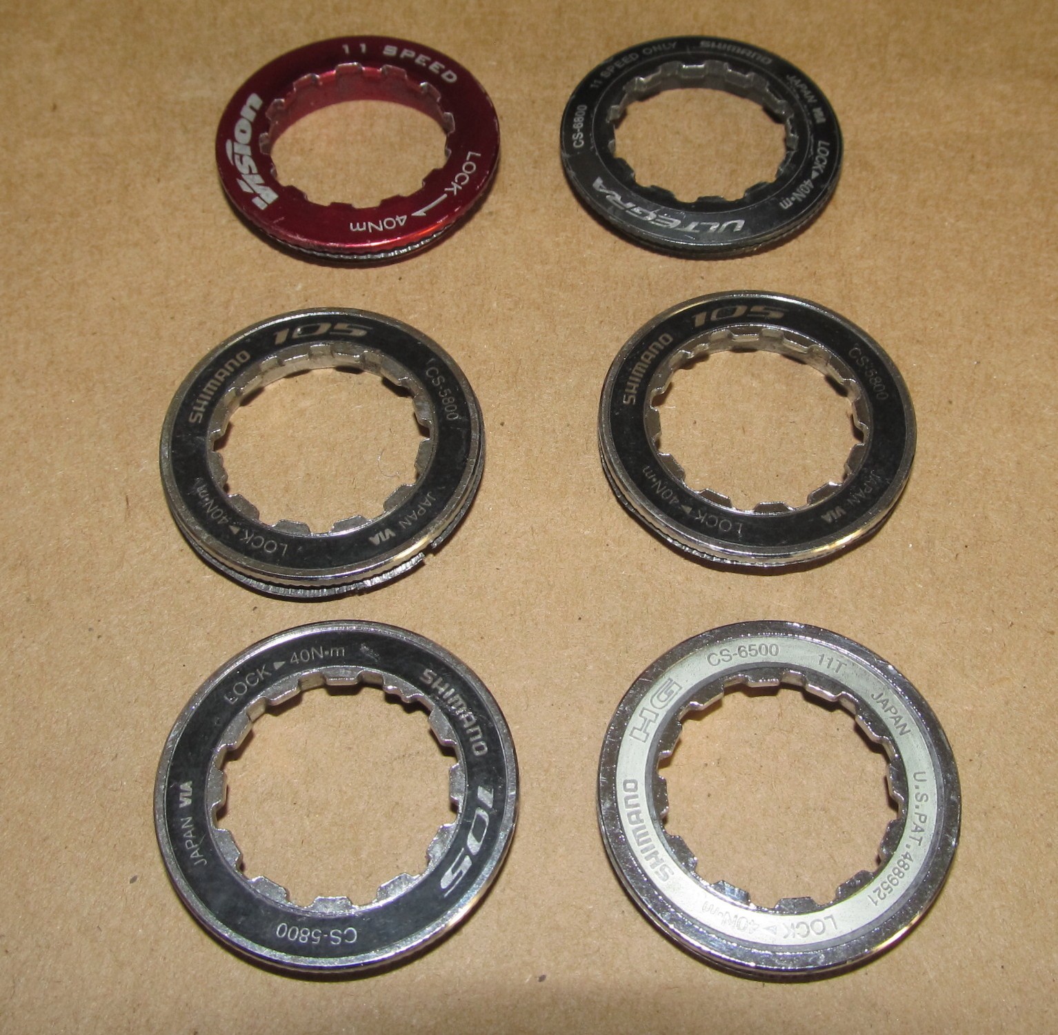 6 Assorted Cassette Lockrings Vision Ultegra Shimano 105 HG ETC