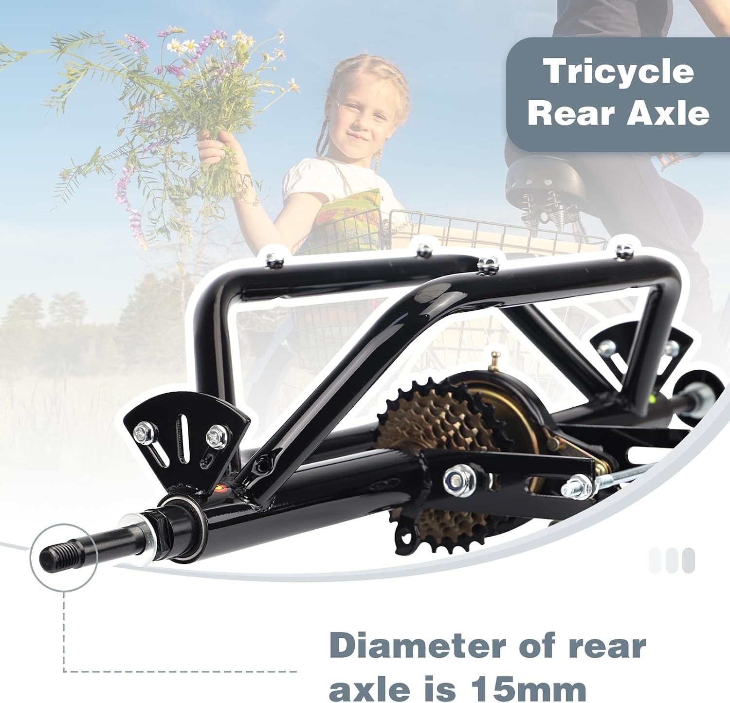 WEEROCK Tricycle Rear Axle Tricycle Conversion Kit 7 Speeds, 5/8Inch Axle(