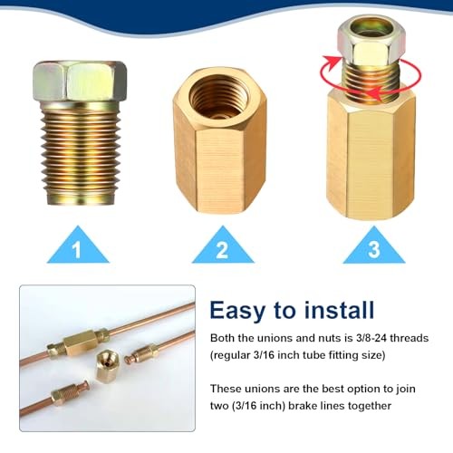 Pieces 3/8 Inch-24 Threads Brake Line Fittings Assortment for 3/16 Inch 18