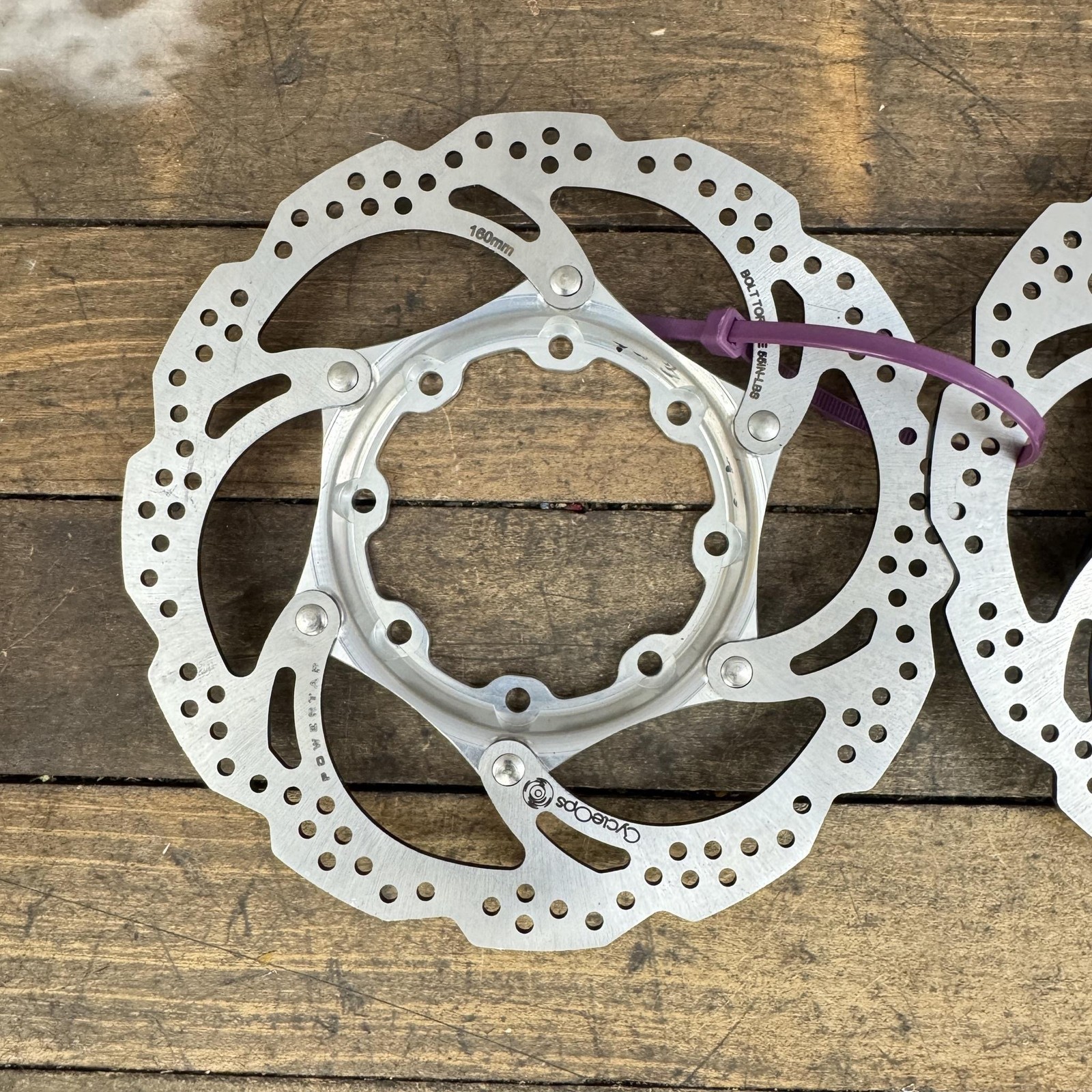 CycleOps Disc 2.4 Brake Rotors Pair Set 2 160mm 6 Bolt Silver Black Bike Used