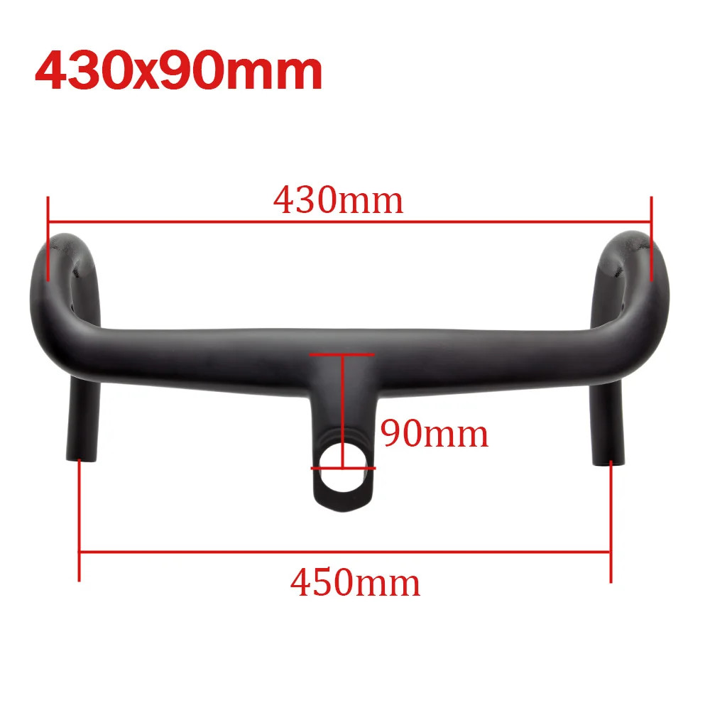 Carbon Fiber Integrated Road Bicycle Handlebars 370-430mm Internal Routing