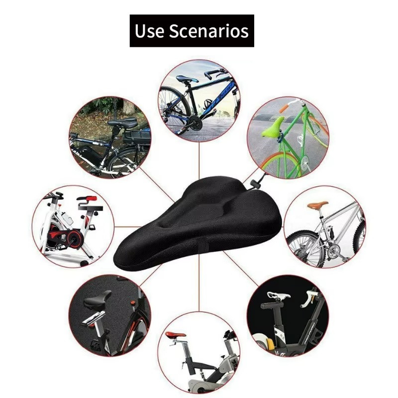 Black Thickened Bicycle Seat Cover Soft Breathable Mountain Bike Saddle Cushion