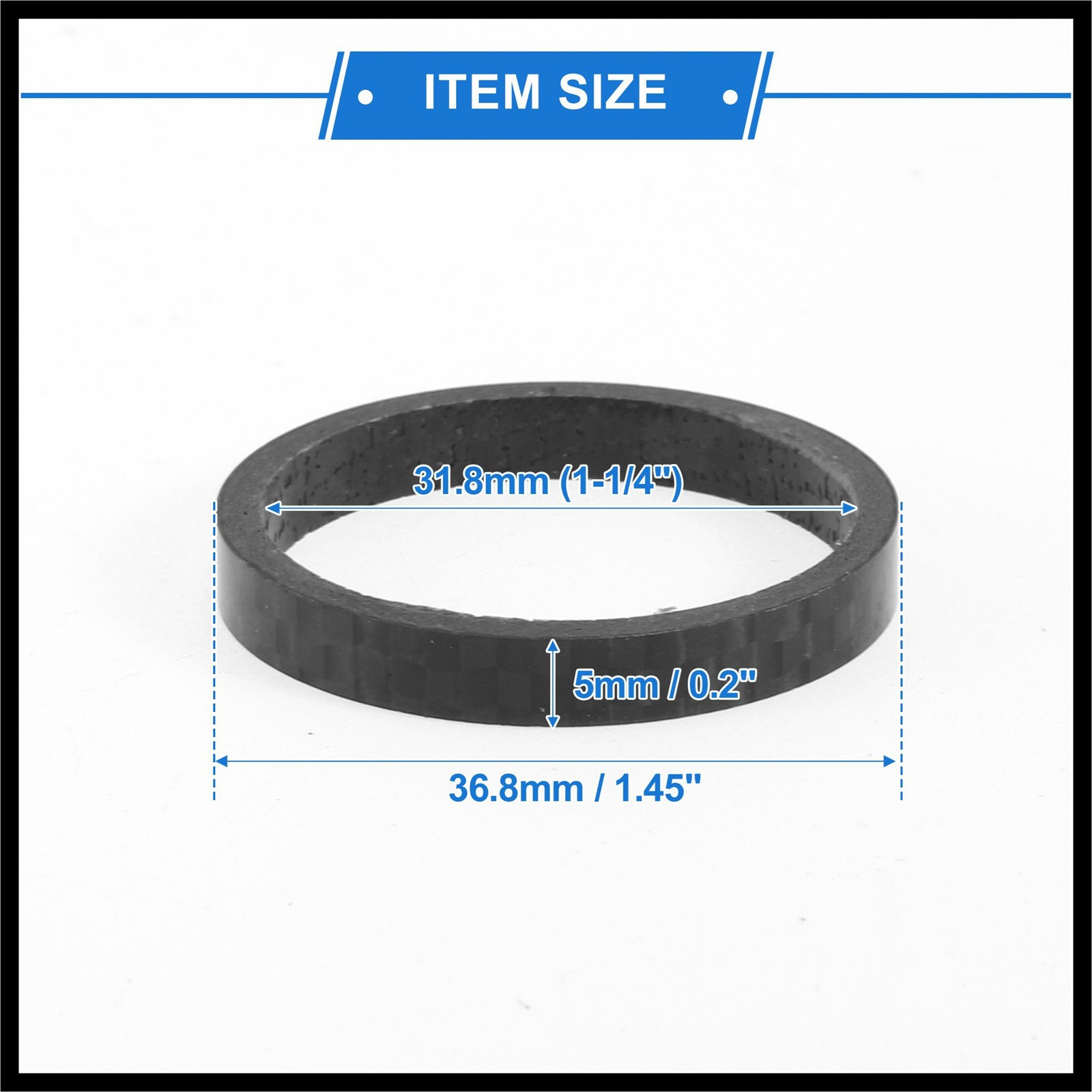 Bicycle Headset Spacers 5mm 31.8mm 1-1/4 » Carbon Fiber Gloss Black Carbon Fiber