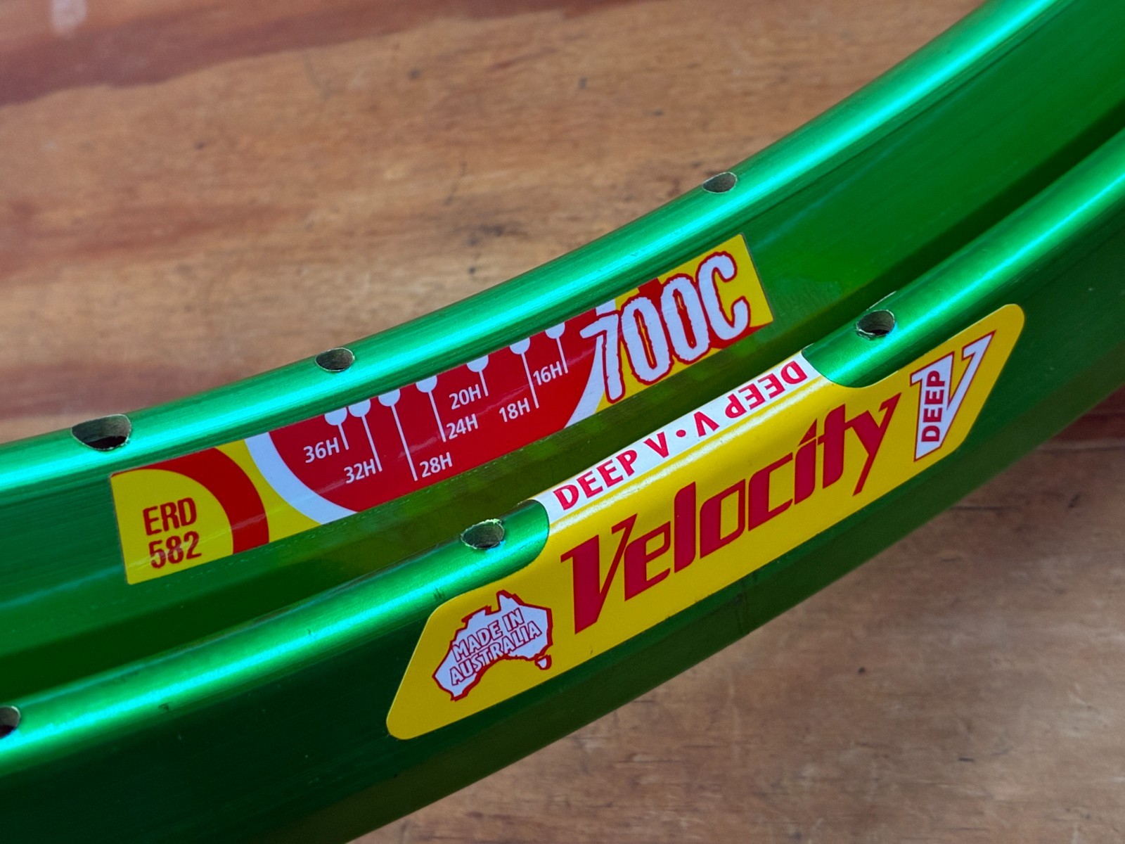 NOS pr Antifreeze Green Velocity Deep V Rims 700c 32 Hole Australia Nonmachined