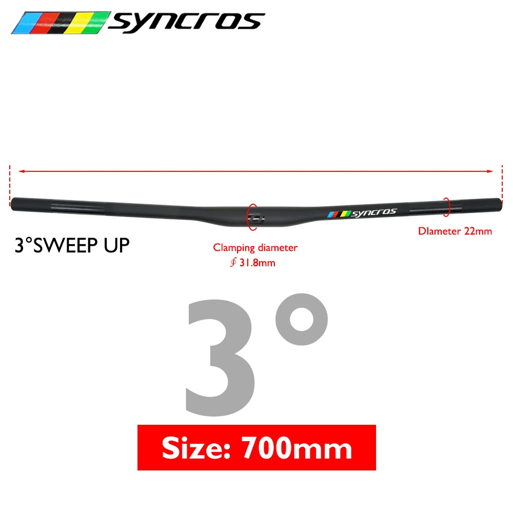 Matte Black Carbon Fiber MTB Bicycle Handlebars 28.6mm 3°/9°/Rise 700-740mm
