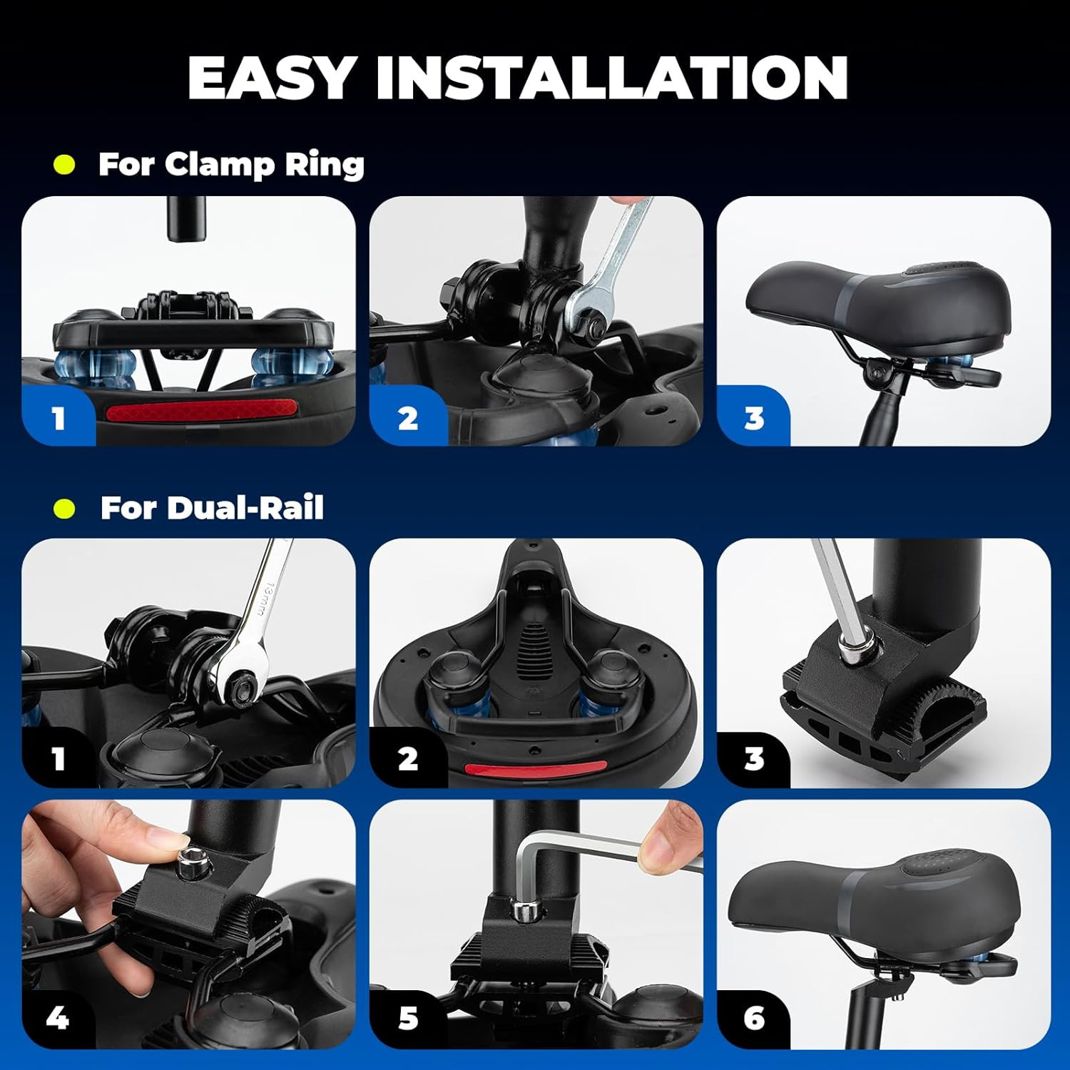 ROCKBROS Bike Seat Cushion for Men Women with Dual Shock Absorbing Ball Memory F