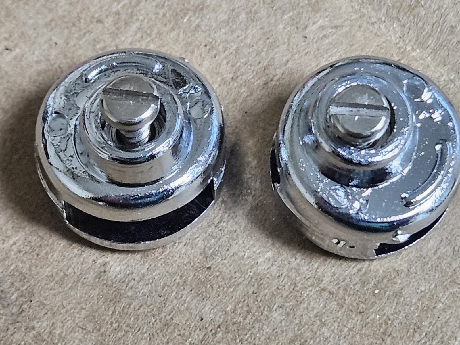 Vintage NOS Pair Toe Strap Pedal BUTTON – End Caps, marked Cinelli sign.