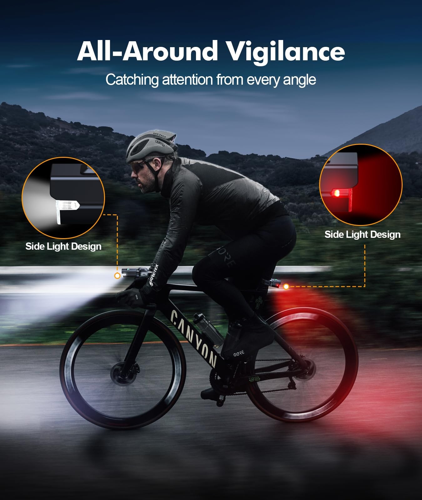 Super Bright Bike Lights for Night Riding with Side Light, 3+6 Modes Bicycle …